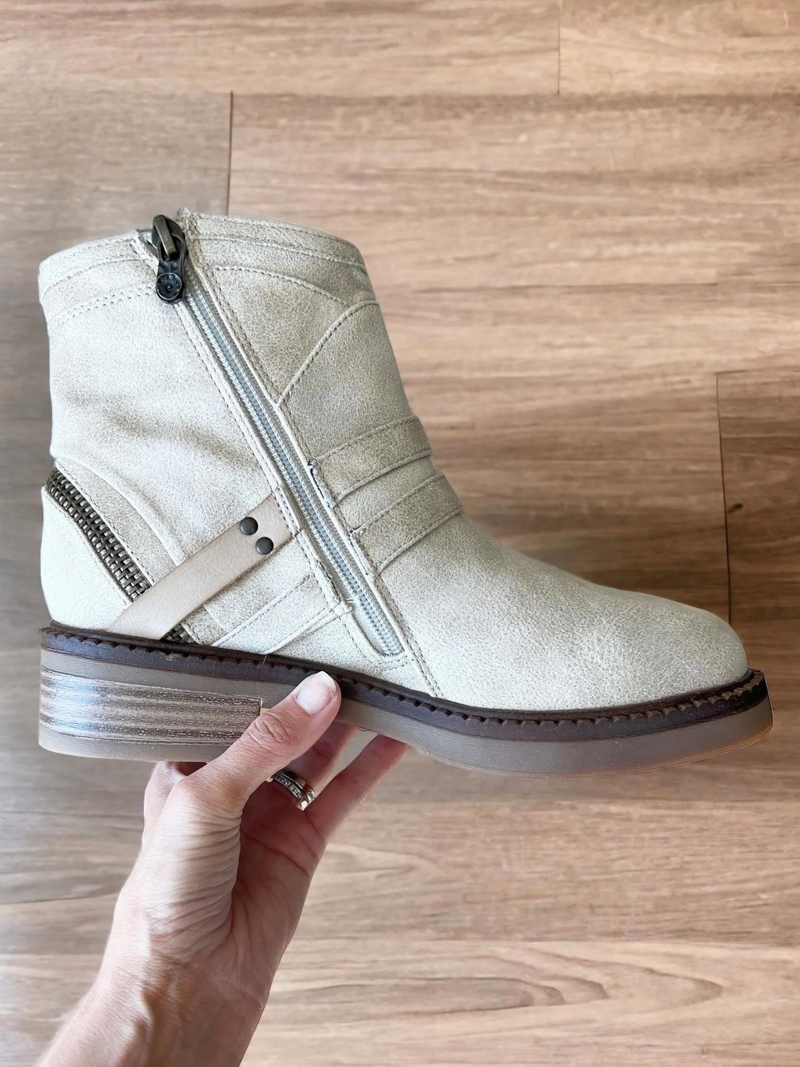 Blowfish Vegan Suede Booties in Sand Almond (SALE)