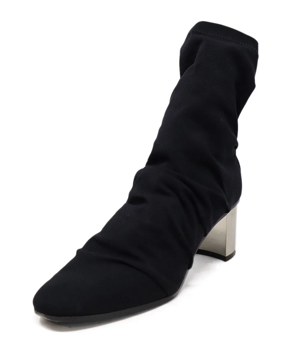 Emilio Pucci Black Nylon & Silver Heel Booties sz 6.5